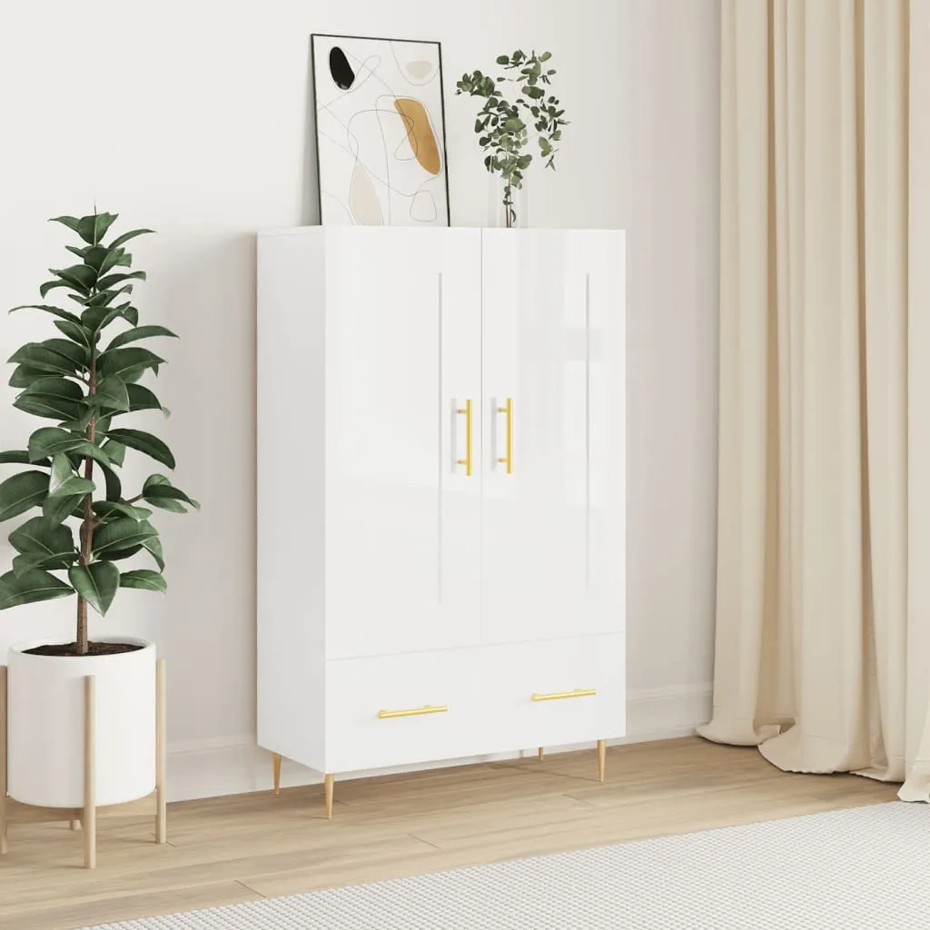 vidaXL Credenza Bianco Lucido 69,5x31x115 cm in Legno Multistrato