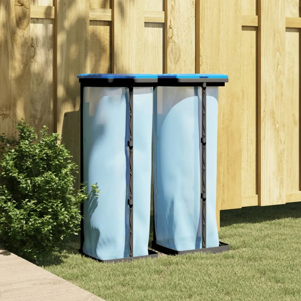 vidaXL Porta Sacchi Spazzatura 2 pz Nero e Blu 120 L in PP