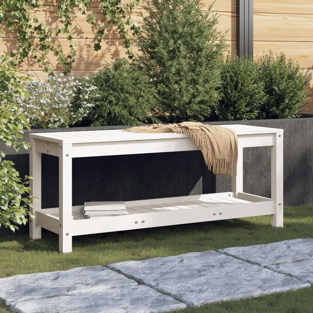 vidaXL Panca da Giardino Bianca 108x35x45 cm Legno Massello di Pino