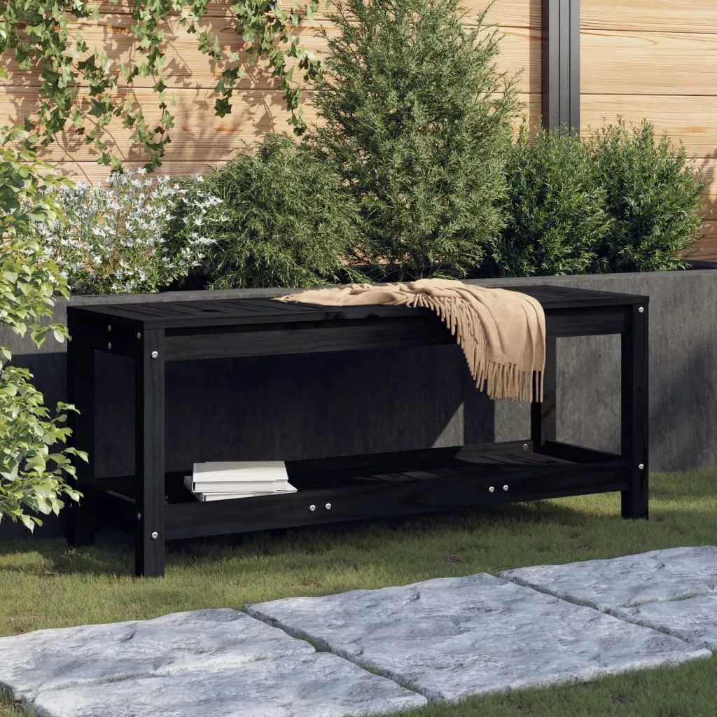 vidaXL Panca da Giardino Nera 108x35x45 cm in Legno Massello di Pino