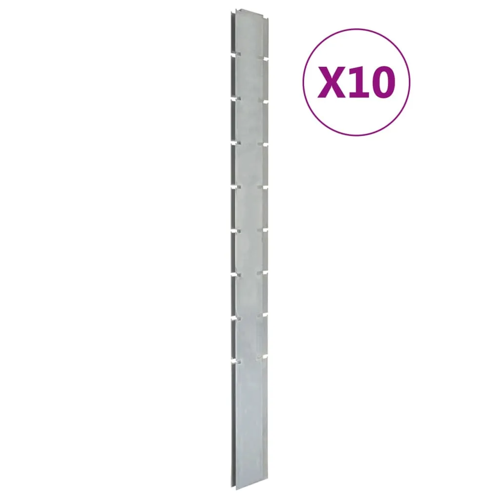 vidaXL Pali per Recinzione da Giardino 10 pz Argento 220 cm in Acciaio