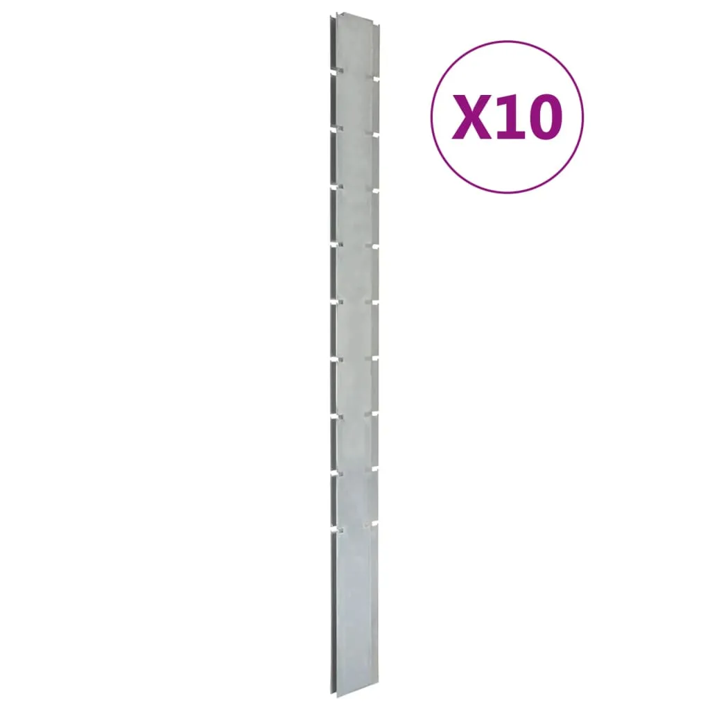 vidaXL Pali per Recinzione da Giardino 10 pz Argento 240 cm in Acciaio