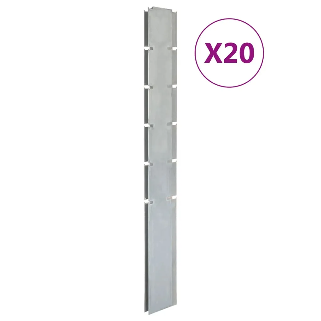 vidaXL Pali per Recinzione da Giardino 20 pz Argento 160 cm in Acciaio