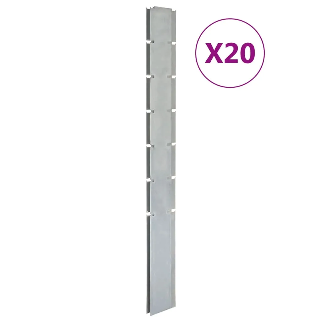 vidaXL Pali per Recinzione da Giardino 20 pz Argento 180 cm in Acciaio