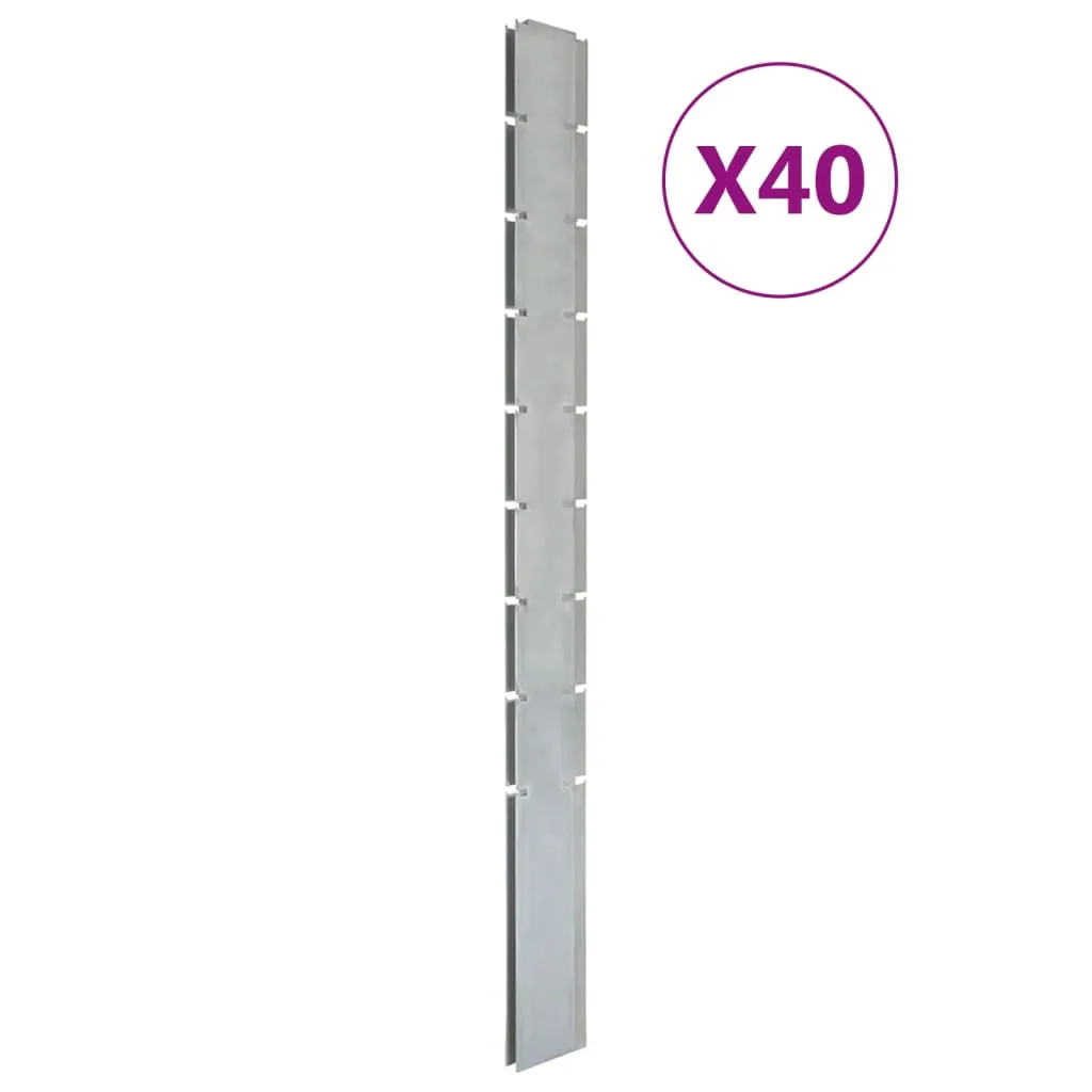 vidaXL Pali per Recinzione da Giardino 40 pz Argento 220 cm in Acciaio