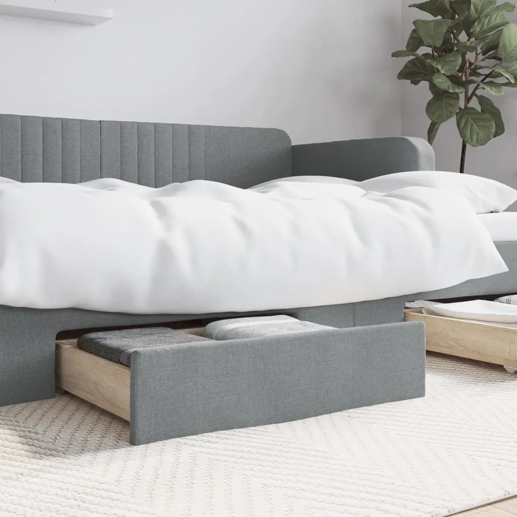 vidaXL Cassetti da Letto 2pz Grigio Chiaro Legno Multistrato e Tessuto