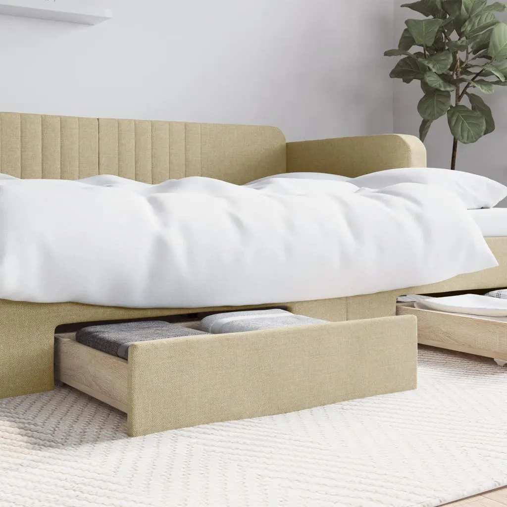 vidaXL Cassetti da Letto 2pz Crema in Legno Multistrato e Tessuto