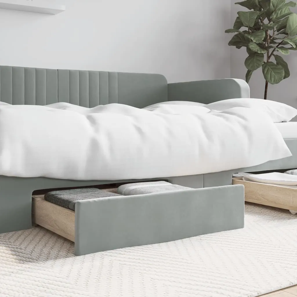 vidaXL Cassetti da Letto 2pz Grigio Chiaro Legno Multistrato e Velluto