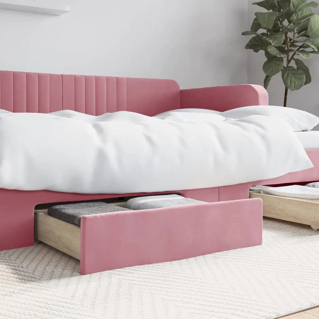 vidaXL Cassetti da Letto 2pz Rosa in Legno Multistrato e Velluto