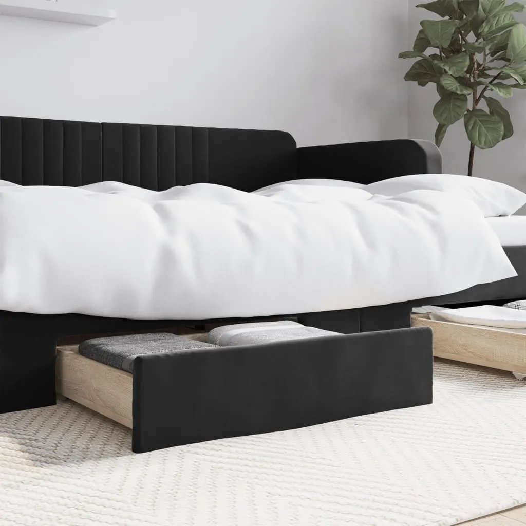 vidaXL Cassetti da Letto 2pz Neri in Legno Multistrato e Velluto