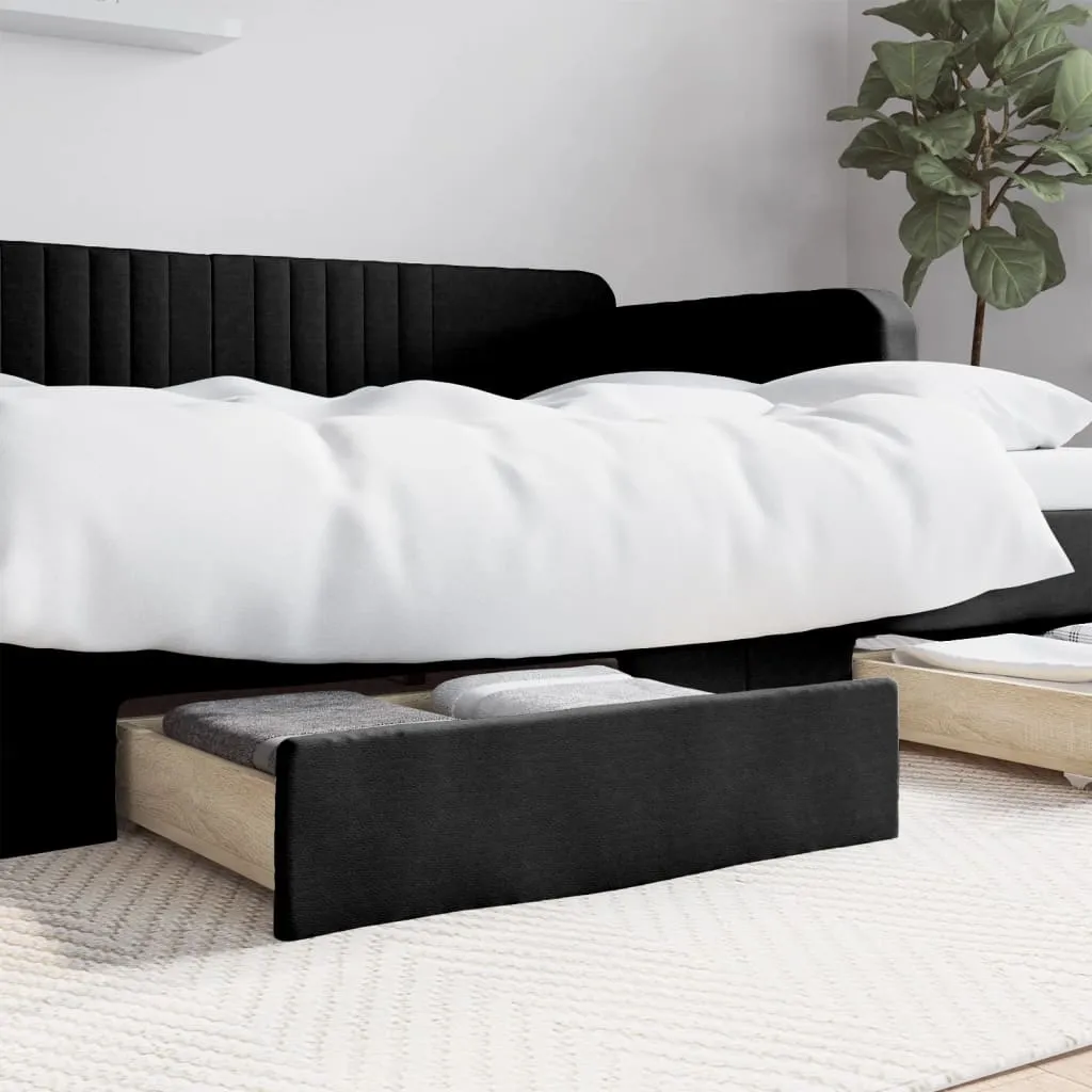 vidaXL Cassetti da Letto 2pz Neri in Legno Multistrato e Similpelle