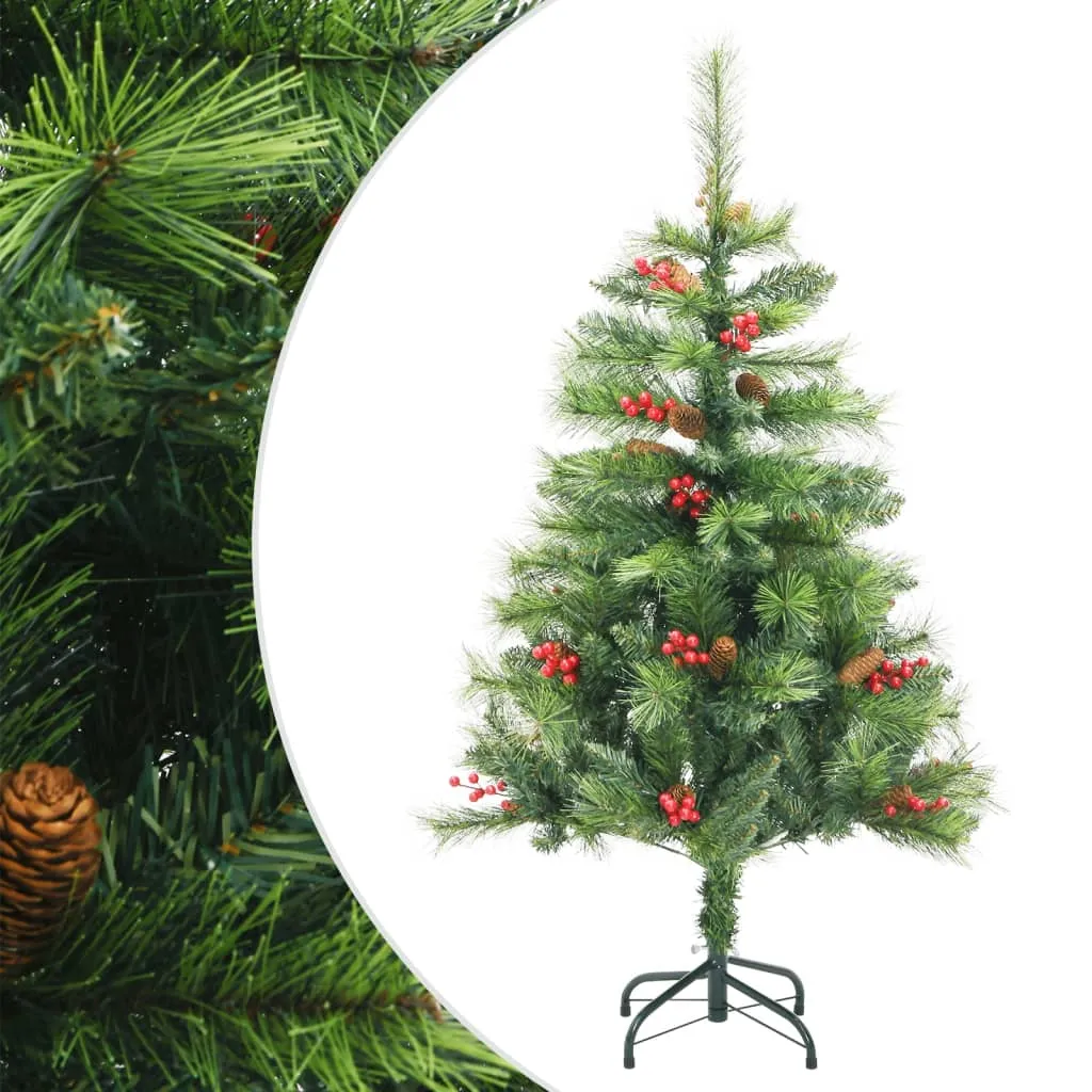 vidaXL Albero Natale Artificiale Incernierato con Pigne e Bacche 120cm