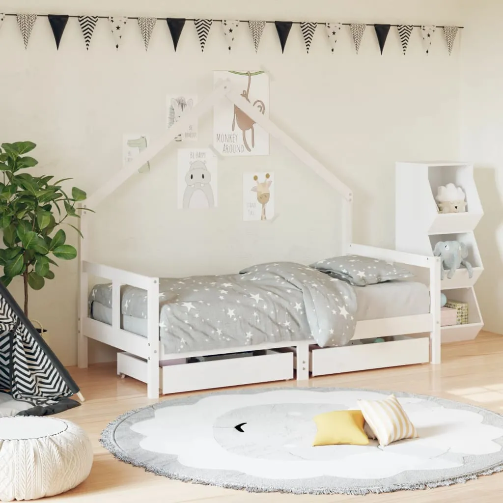 vidaXL Giroletto Bambini con Cassetti Bianco 80x160 cm Massello Pino