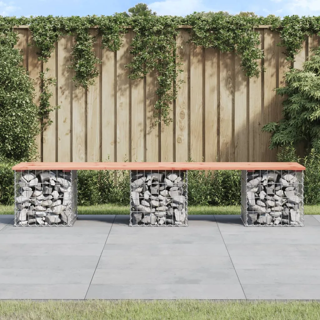 vidaXL Panca da Giardino Design Gabbione 203x44x42 cm Massello Douglas