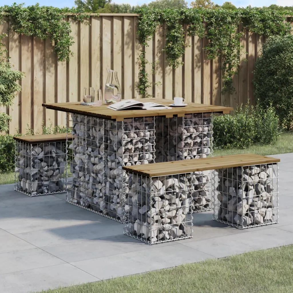 vidaXL Panca da Giardino Design Gabbione 100x102x72 cm Pino Impregnato