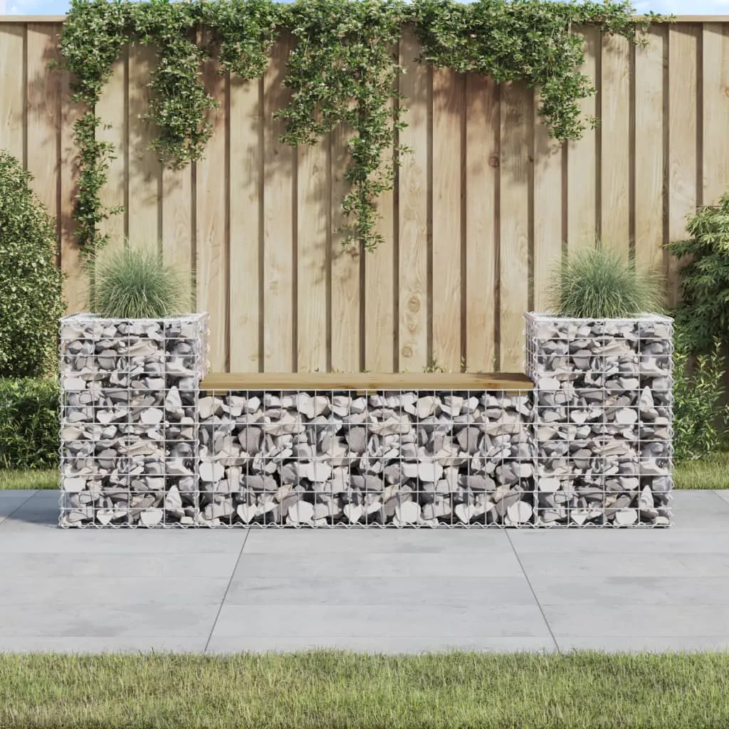 vidaXL Panca da Giardino Design Gabbione 183x41x60,5cm Pino Impregnato