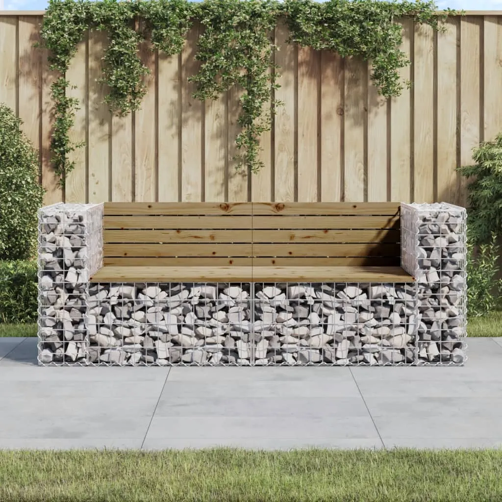 vidaXL Panca da Giardino Design Gabbione 184x71x65,5cm Pino Impregnato