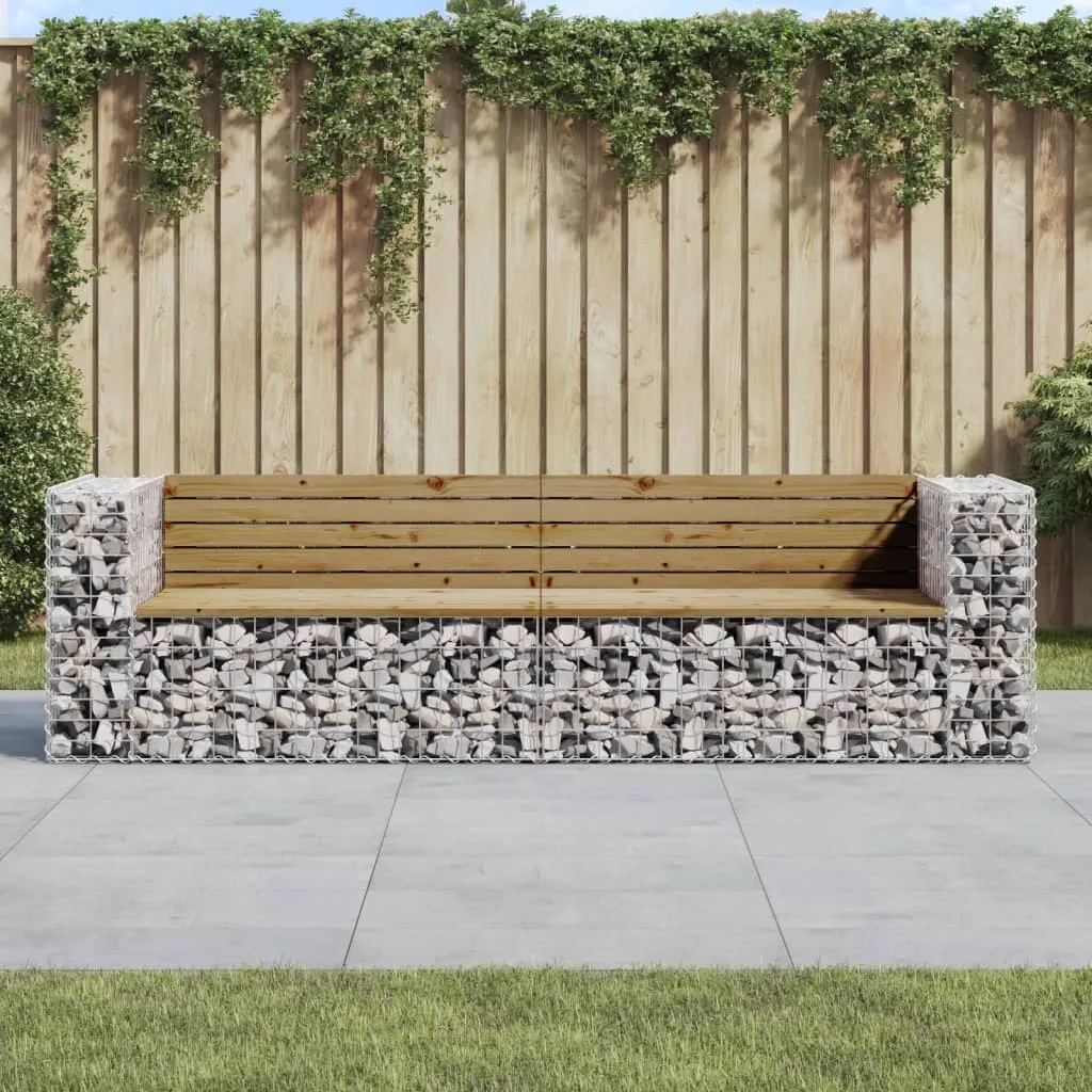 vidaXL Panca da Giardino Design Gabbione 244x71x65,5cm Pino Impregnato