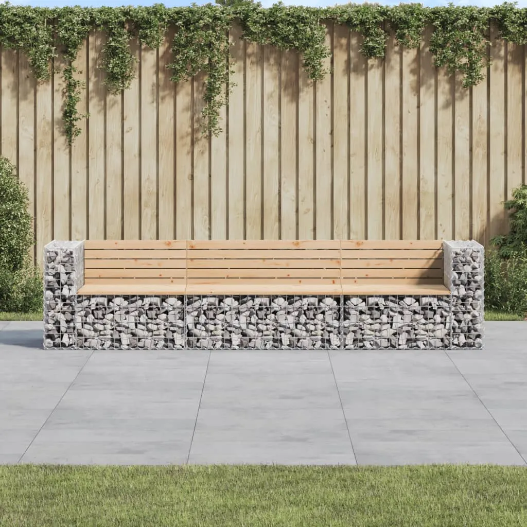 vidaXL Panca Giardino Design Gabbione 287x71x65,5 cm Massello di Pino