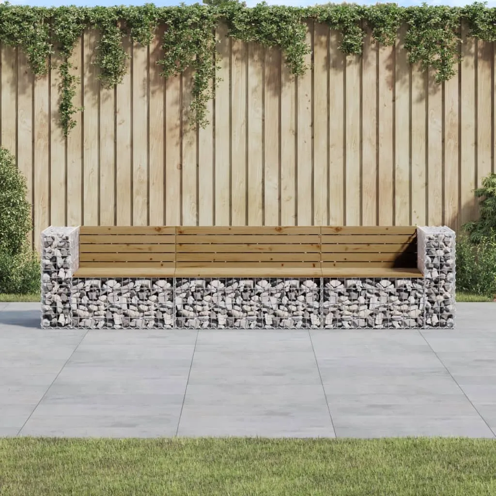 vidaXL Panca da Giardino Design Gabbione 287x71x65,5cm Pino Impregnato