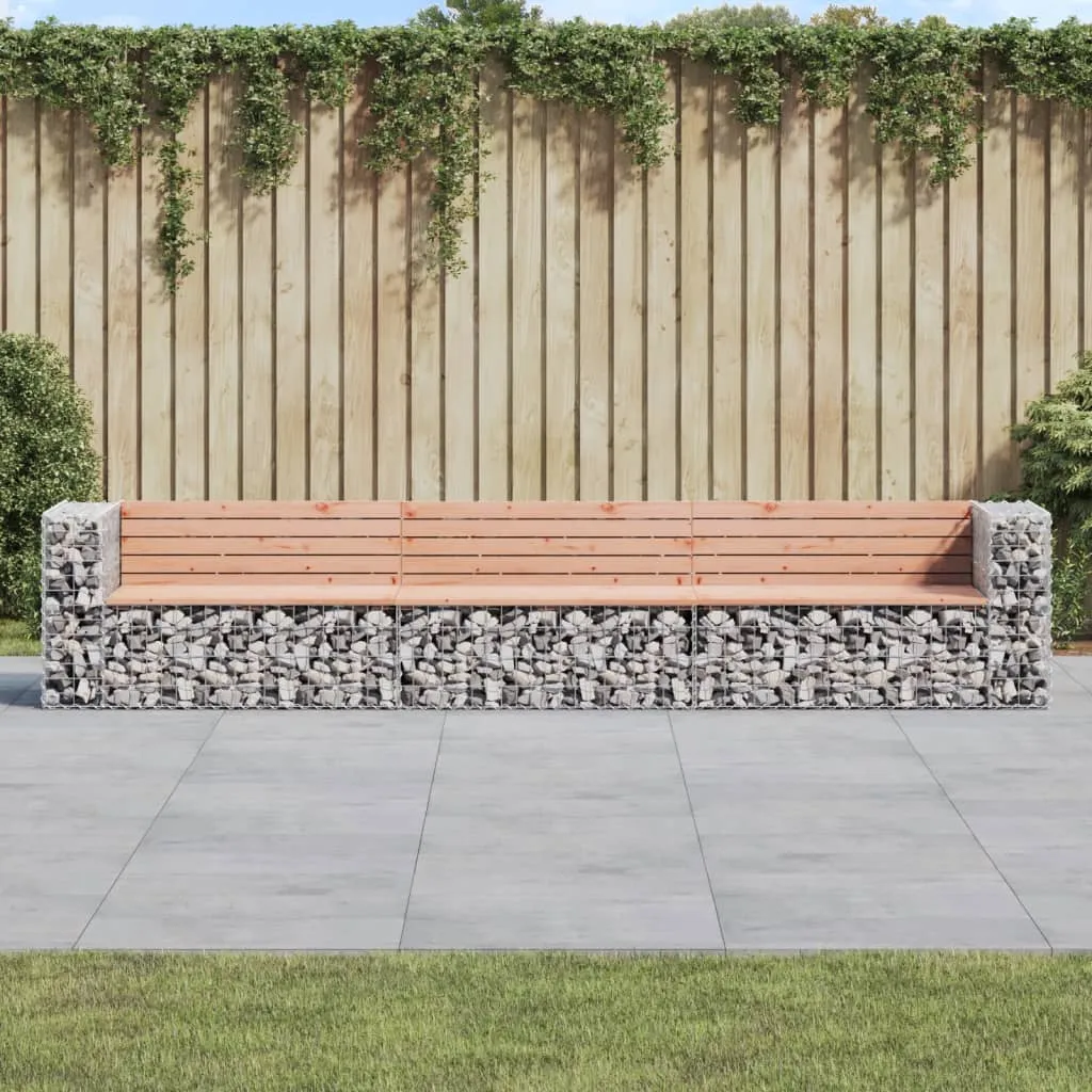 vidaXL Panca Giardino Design Gabbione 347x71x65,5 cm Massello Douglas