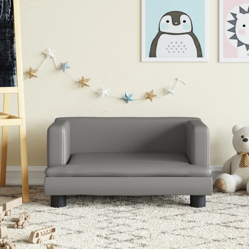 vidaXL Divano per Bambini Grigio 60x40x30 cm in Similpelle