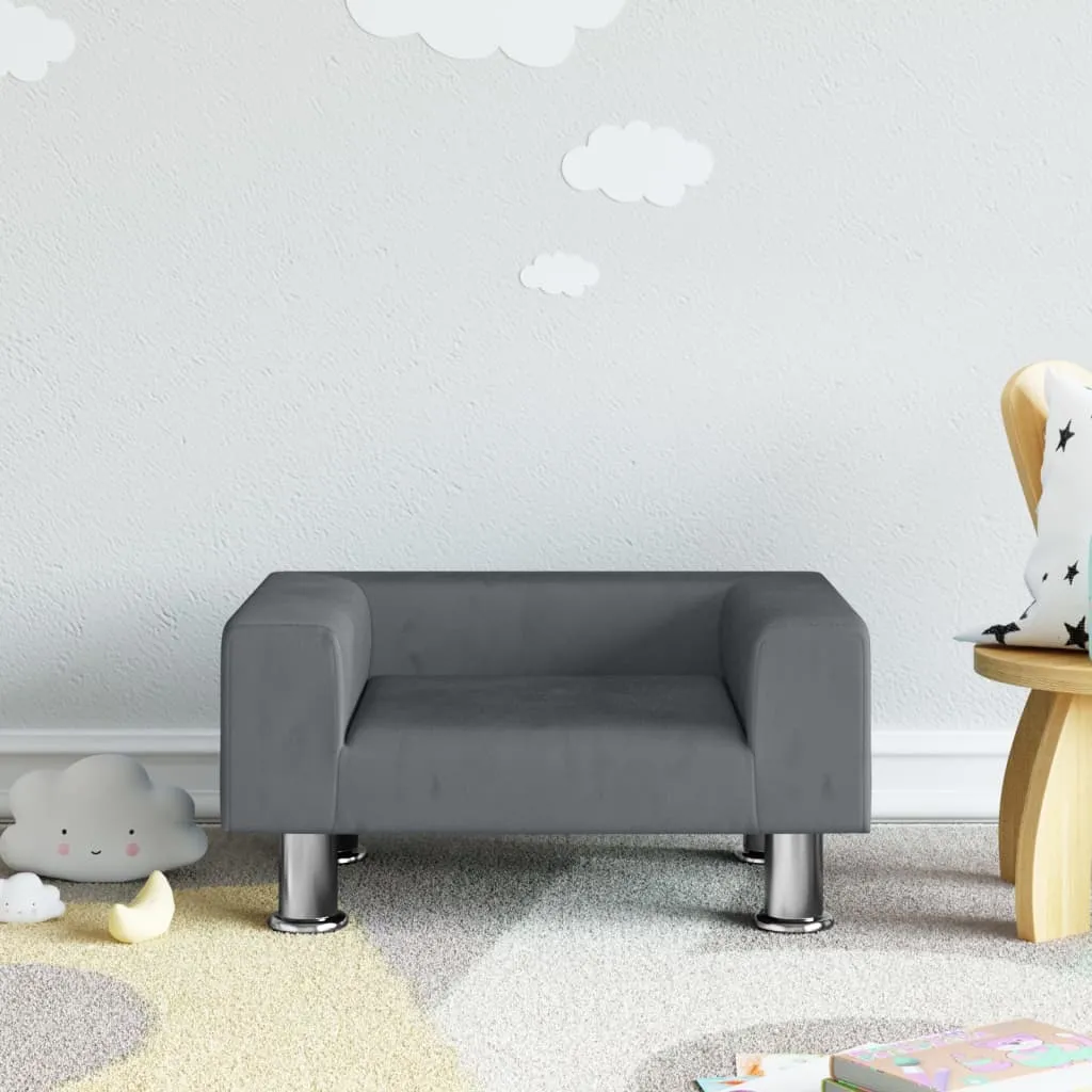 vidaXL Divano per Bambini Grigio Scuro 50x40x26,5 cm in Velluto