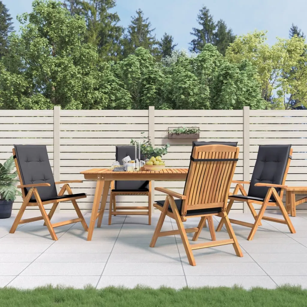 vidaXL Sedie da Giardino Reclinabili con Cuscini 4 pz in Legno di Teak