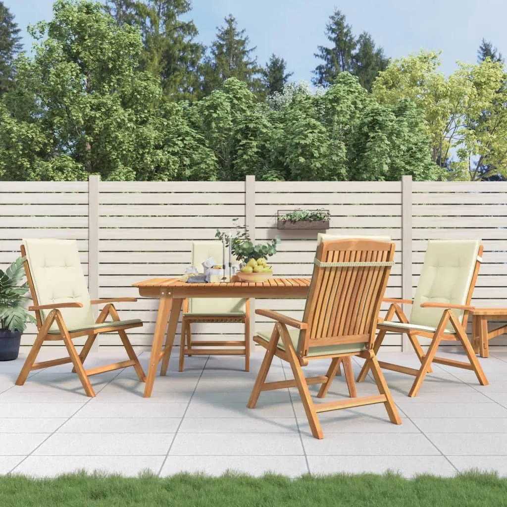 vidaXL Sedie da Giardino Reclinabili con Cuscini 4 pz in Legno di Teak