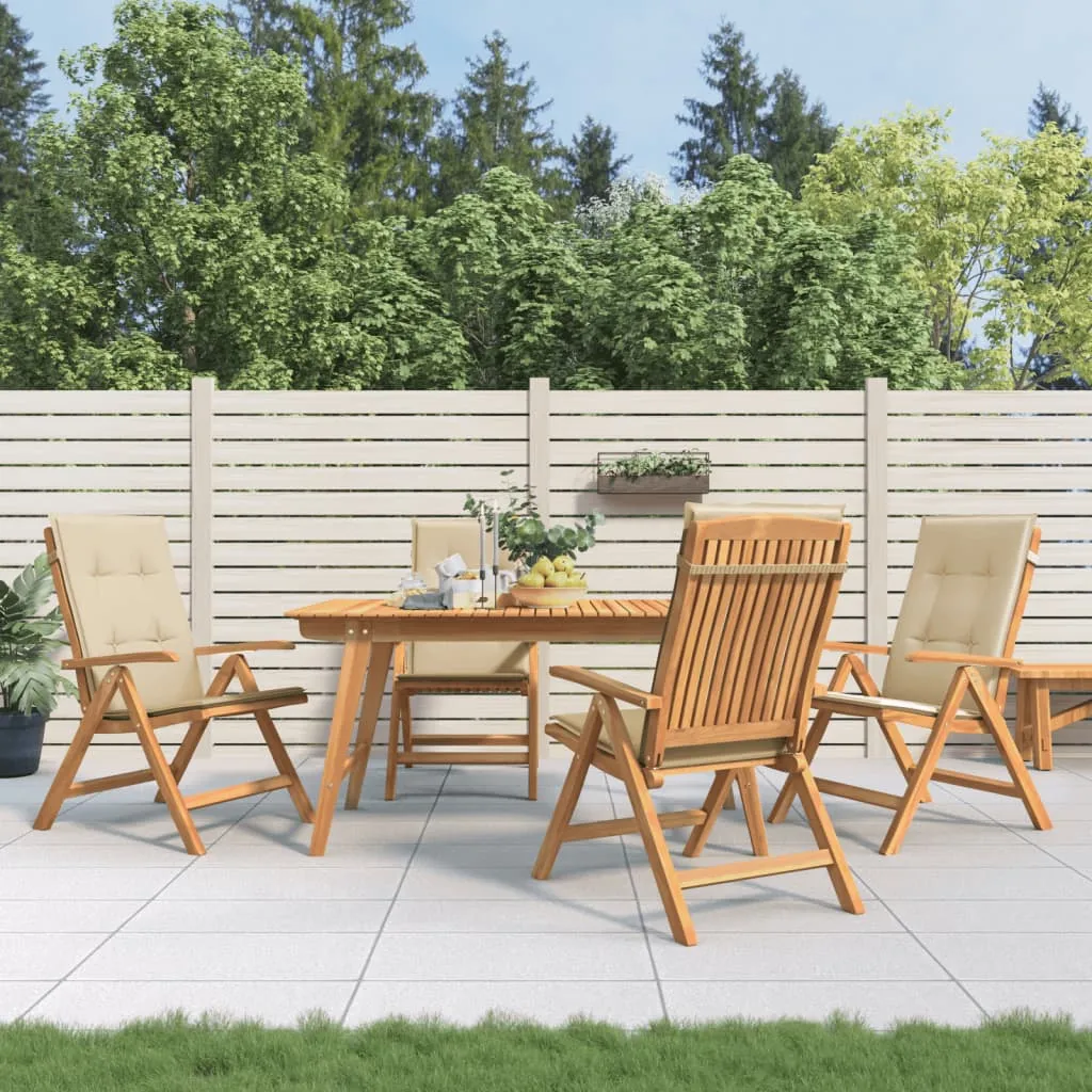 vidaXL Sedie da Giardino Reclinabili con Cuscini 4 pz in Legno di Teak