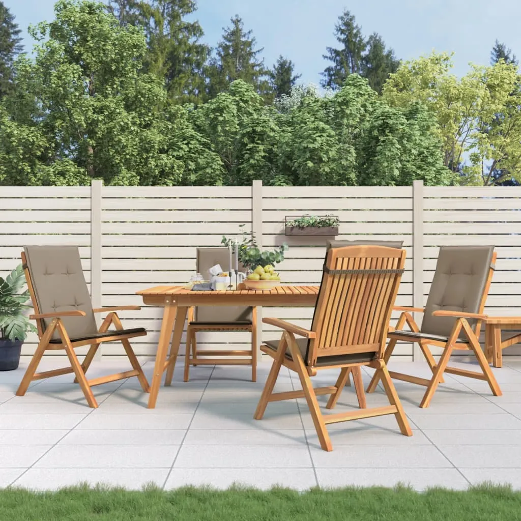 vidaXL Sedie da Giardino Reclinabili con Cuscini 4 pz in Legno di Teak