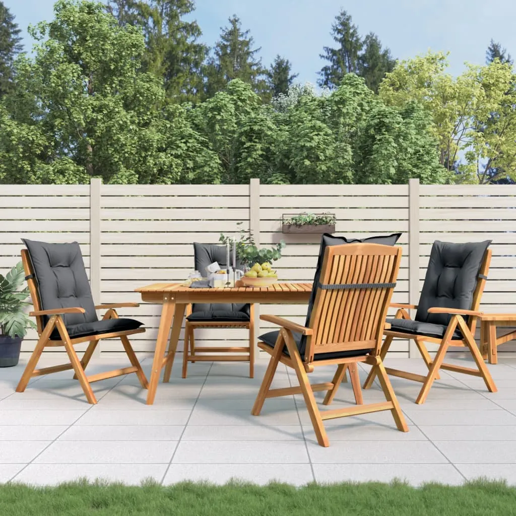 vidaXL Sedie da Giardino Reclinabili con Cuscini 4 pz in Legno di Teak