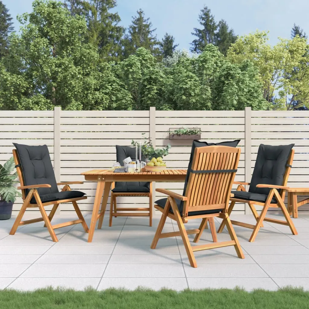 vidaXL Sedie da Giardino Reclinabili con Cuscini 4 pz in Legno di Teak