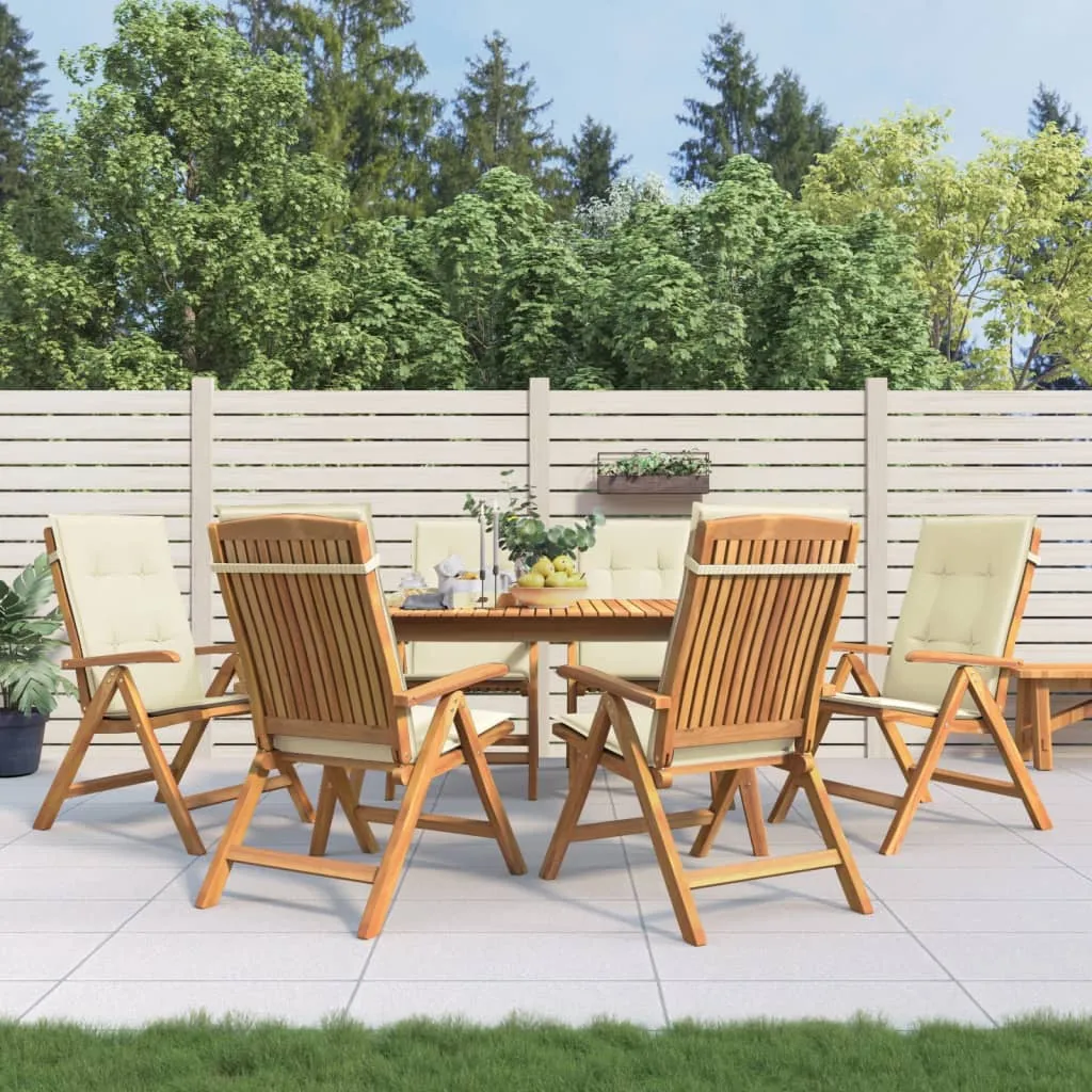 vidaXL Sedie da Giardino Reclinabili con Cuscini 6 pz in Legno di Teak