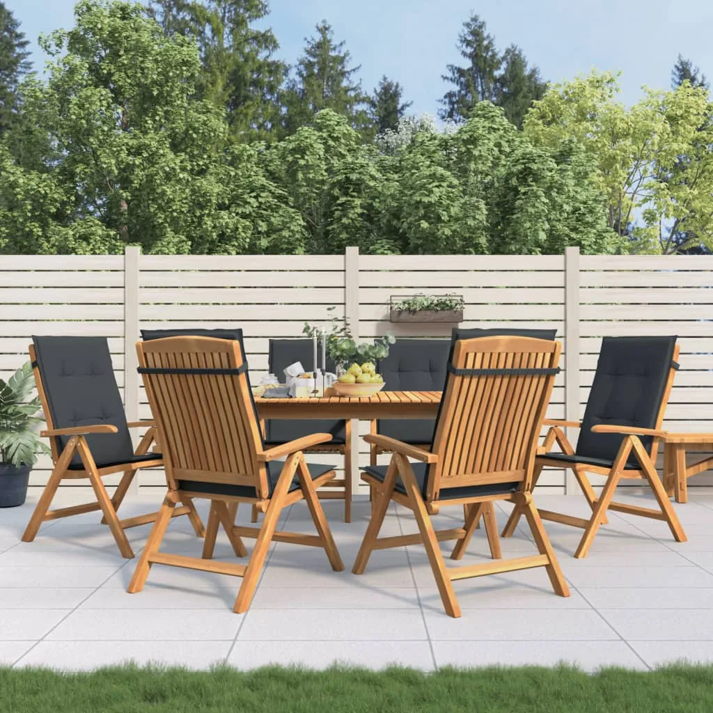 vidaXL Sedie da Giardino Reclinabili con Cuscini 6 pz in Legno di Teak