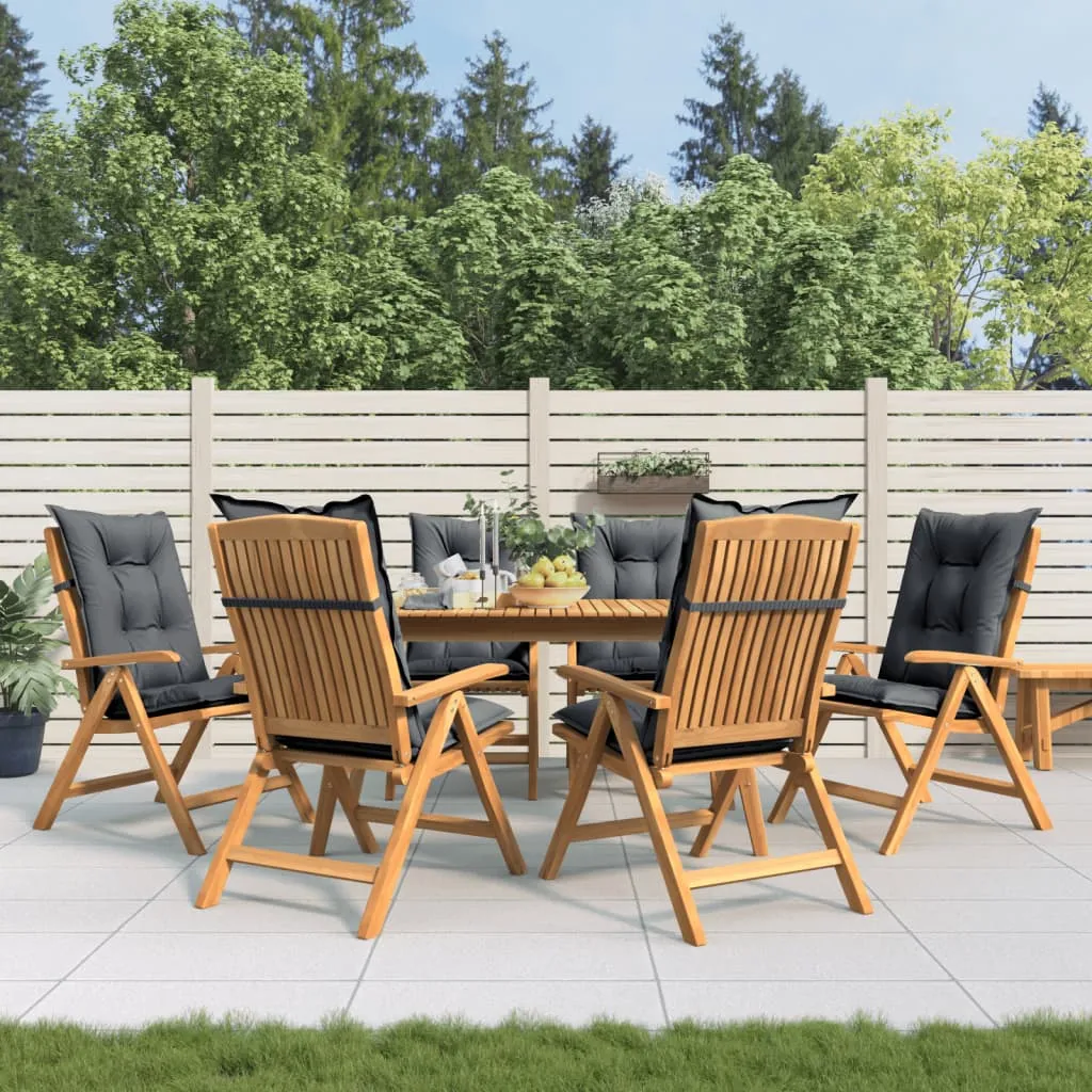 vidaXL Sedie da Giardino Reclinabili con Cuscini 6 pz in Legno di Teak