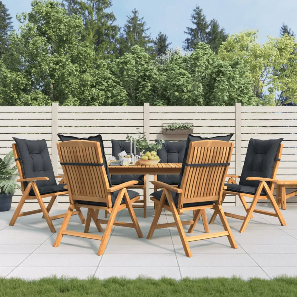 vidaXL Sedie da Giardino Reclinabili con Cuscini 6 pz in Legno di Teak