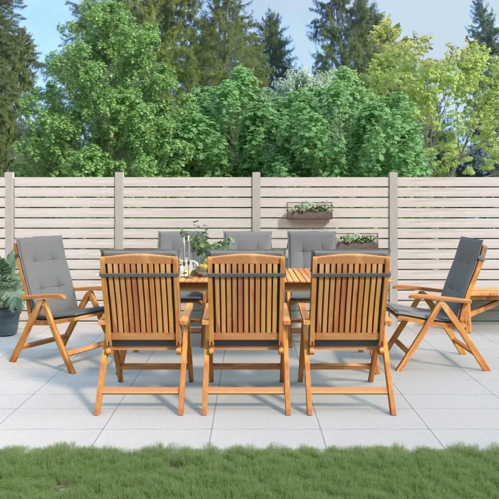 vidaXL Sedie da Giardino Reclinabili con Cuscini 8 pz in Legno di Teak