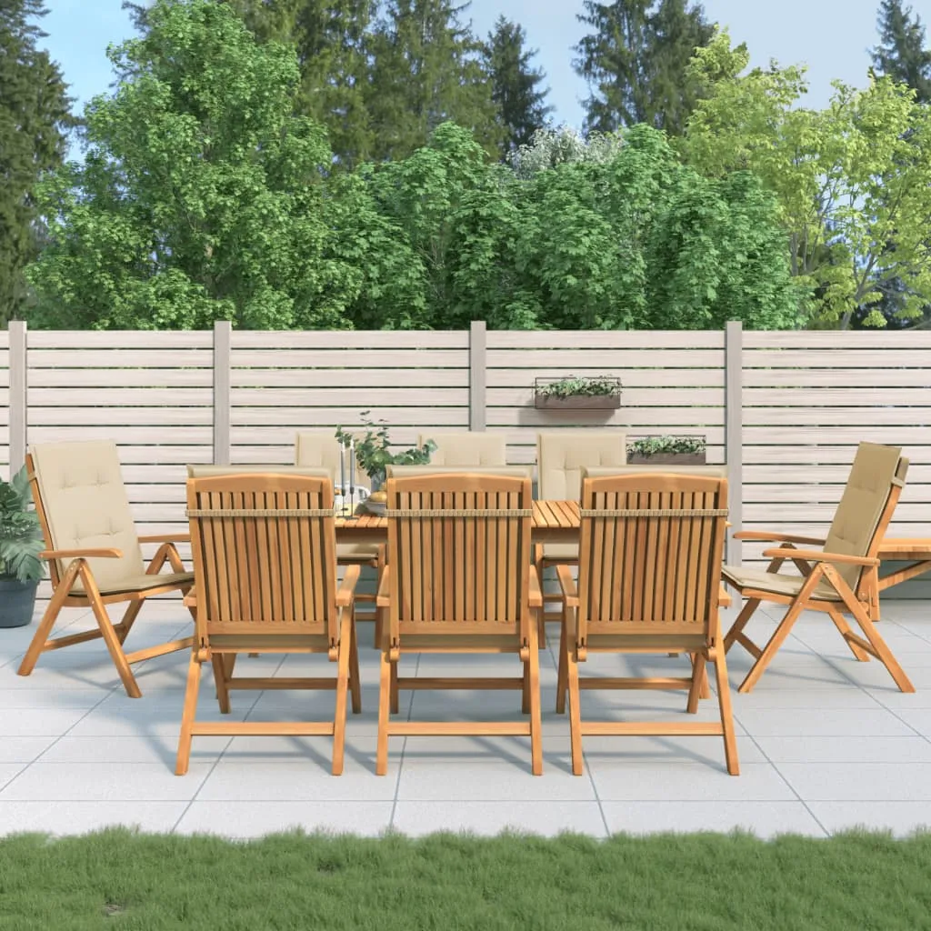 vidaXL Sedie da Giardino Reclinabili con Cuscini 8 pz in Legno di Teak