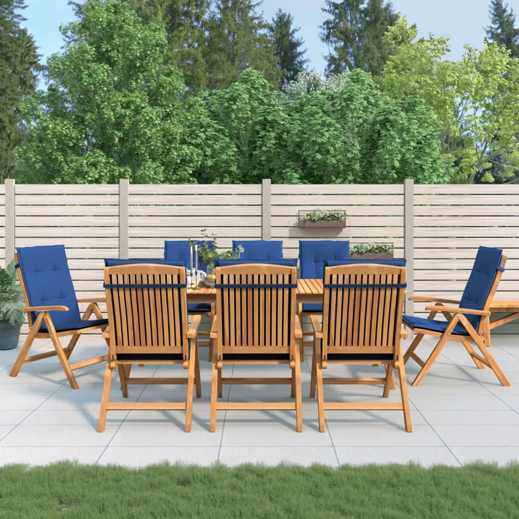 vidaXL Sedie da Giardino Reclinabili con Cuscini 8 pz in Legno di Teak