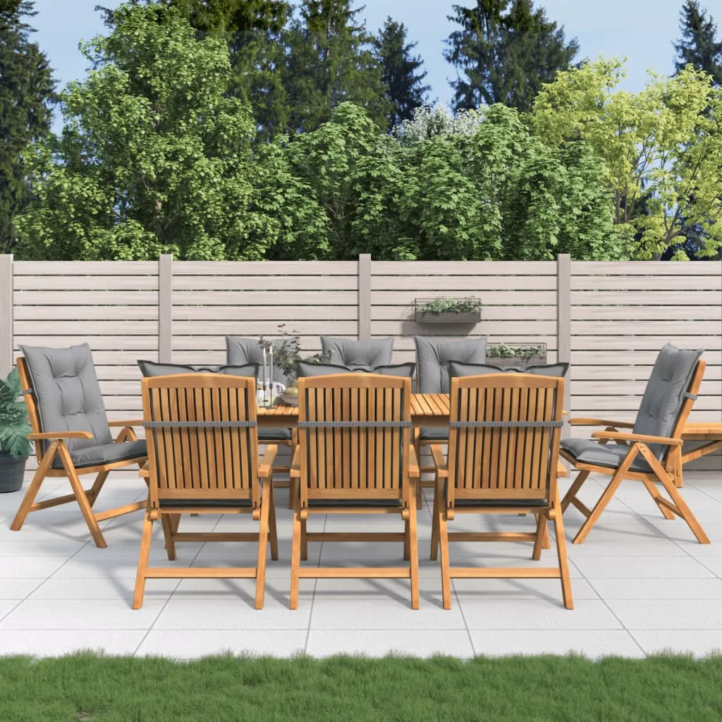 vidaXL Sedie da Giardino Reclinabili con Cuscini 8 pz in Legno di Teak