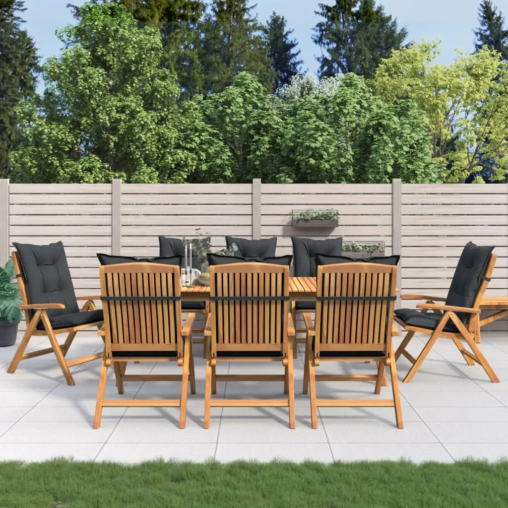 vidaXL Sedie da Giardino Reclinabili con Cuscini 8 pz in Legno di Teak