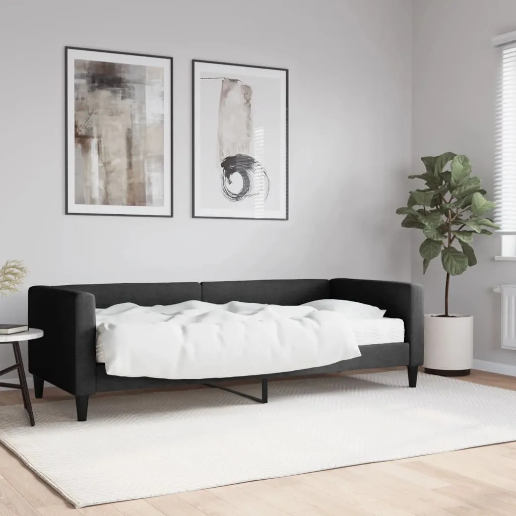 vidaXL Divano Letto con Materasso Nero 80x200 cm in Tessuto