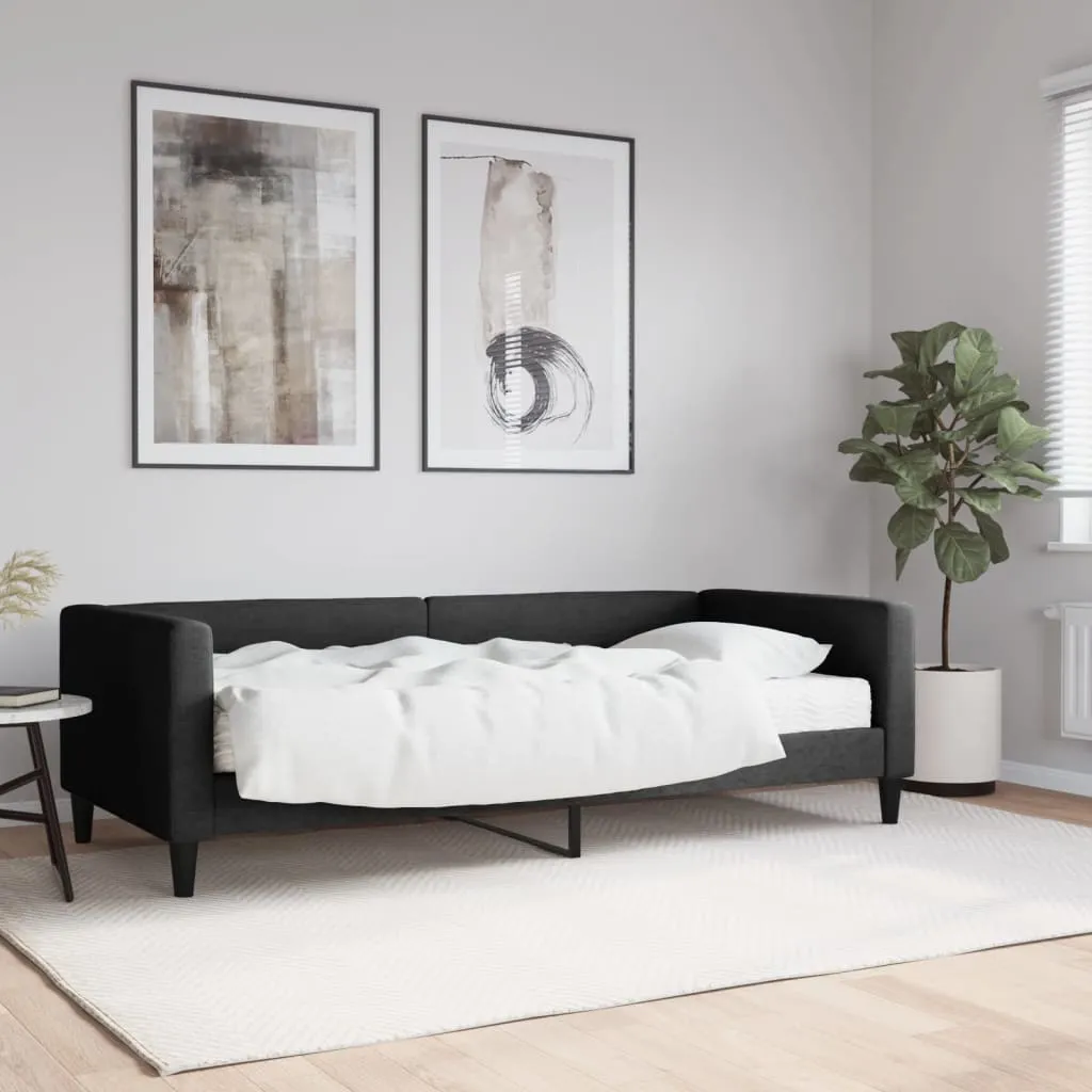 vidaXL Divano Letto con Materasso Nero 90x200 cm in Tessuto