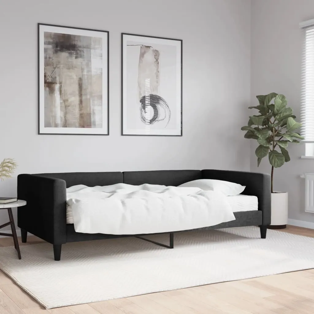 vidaXL Divano Letto con Materasso Nero 100x200 cm in Tessuto