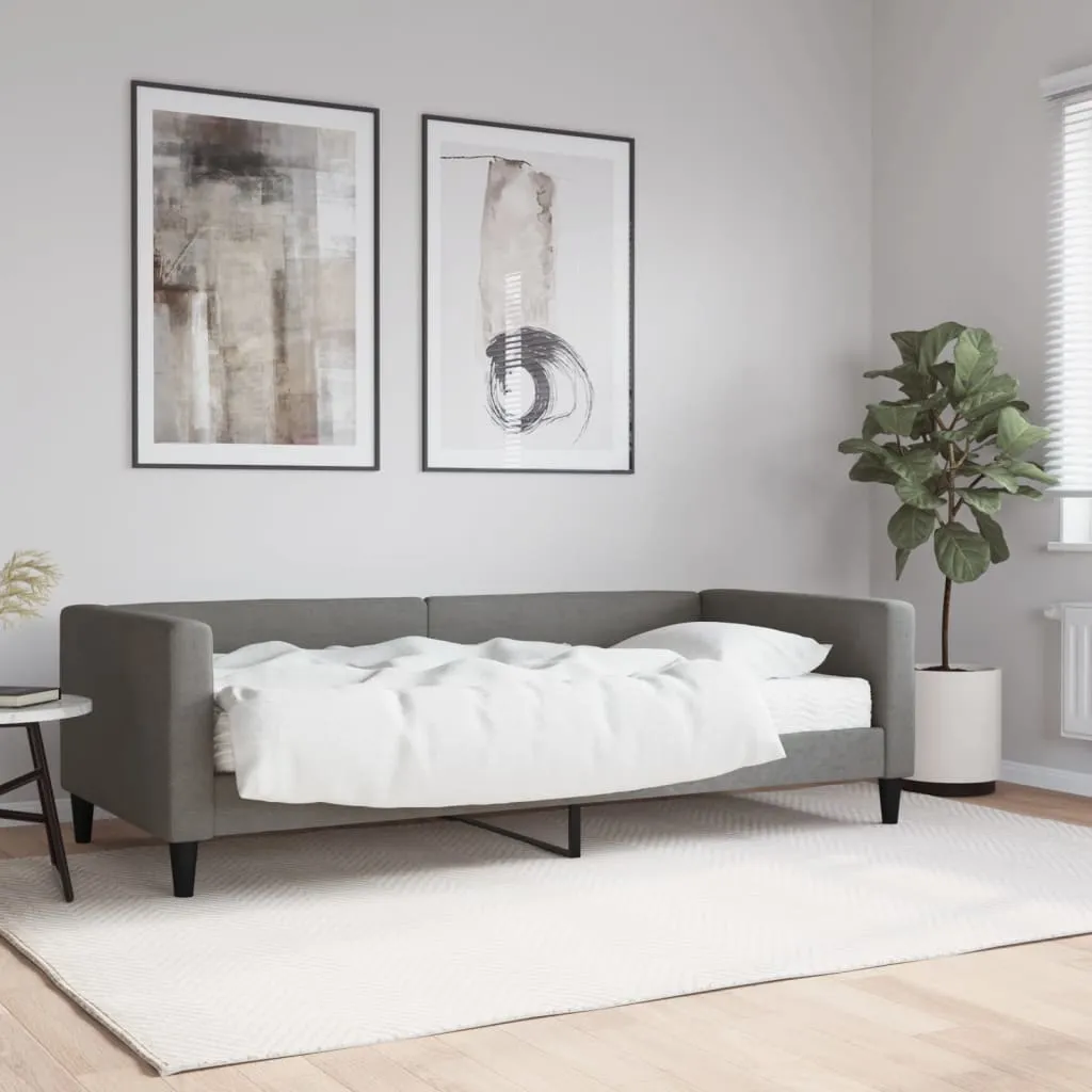 vidaXL Divano Letto con Materasso Grigio Scuro 90x190 cm in Tessuto