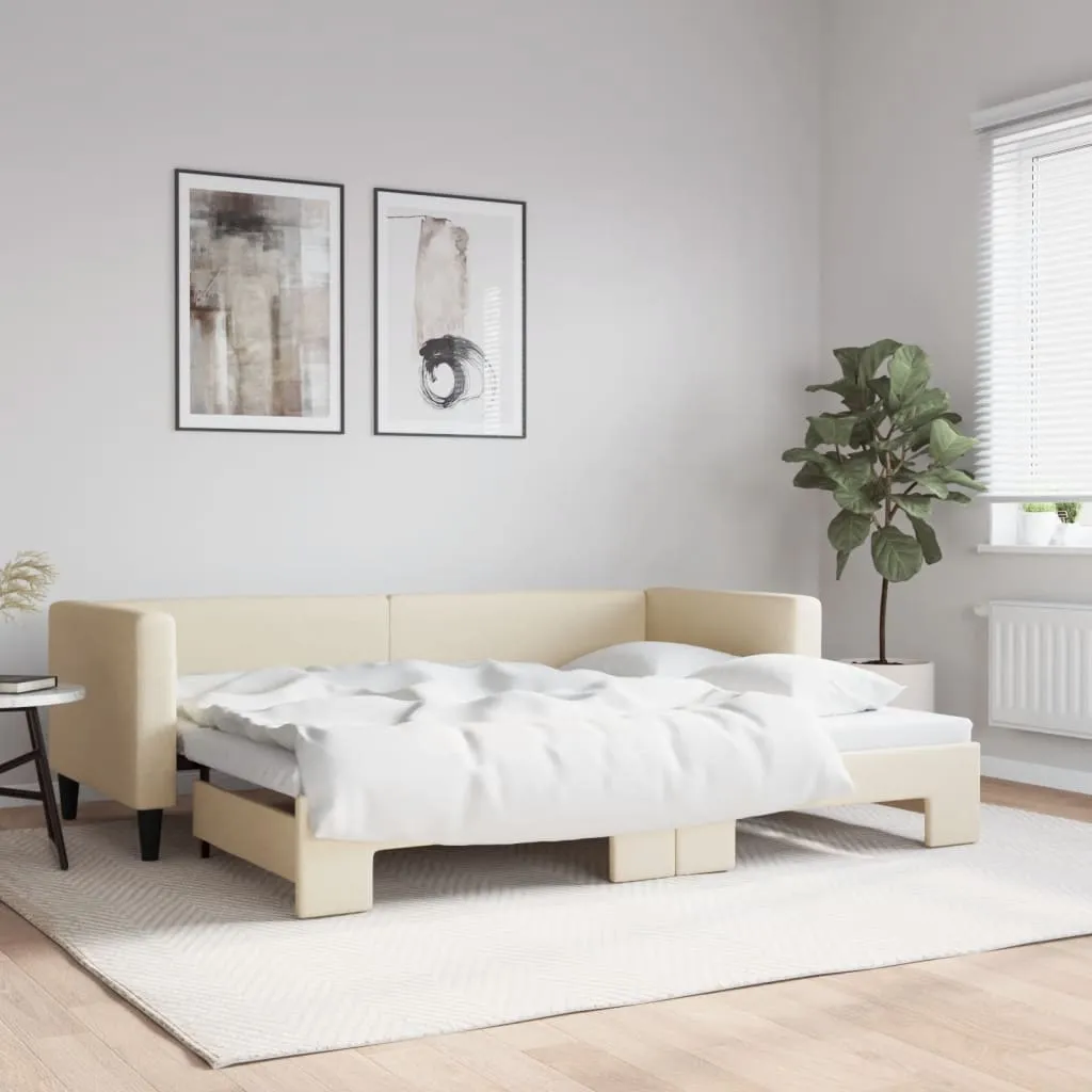 vidaXL Divano Letto con Letto Estraibile Crema 80x200 cm Tessuto