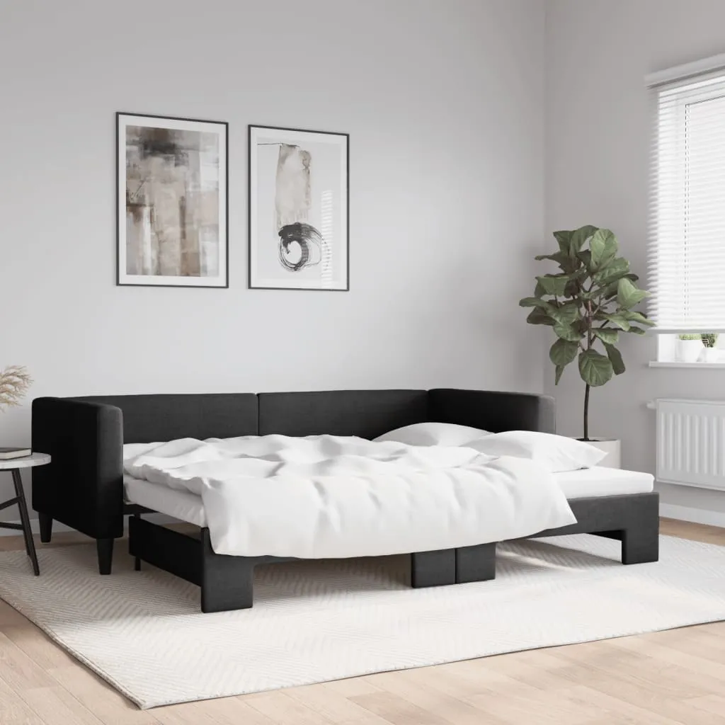 vidaXL Divano Letto con Letto Estraibile Nero 90x200 cm in Tessuto