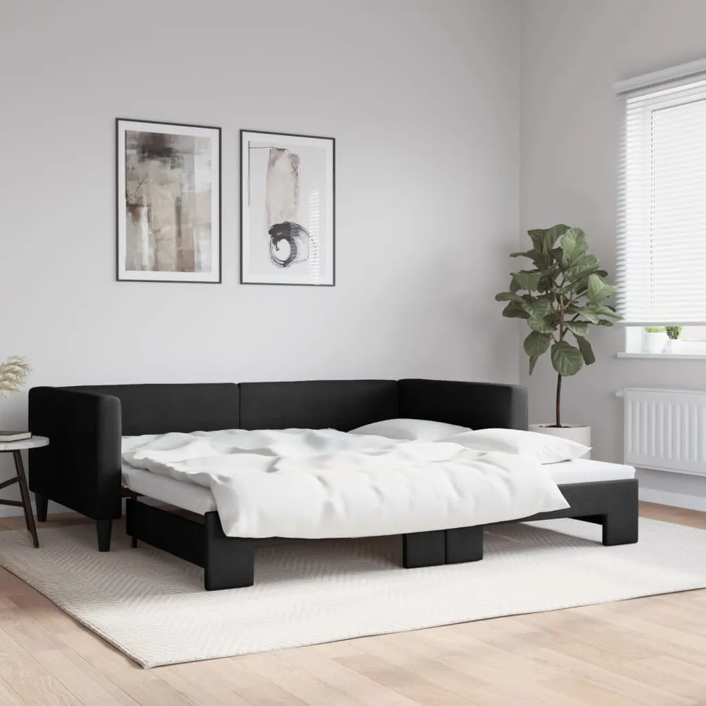 vidaXL Divano Letto con Letto Estraibile Nero 100x200 cm in Tessuto