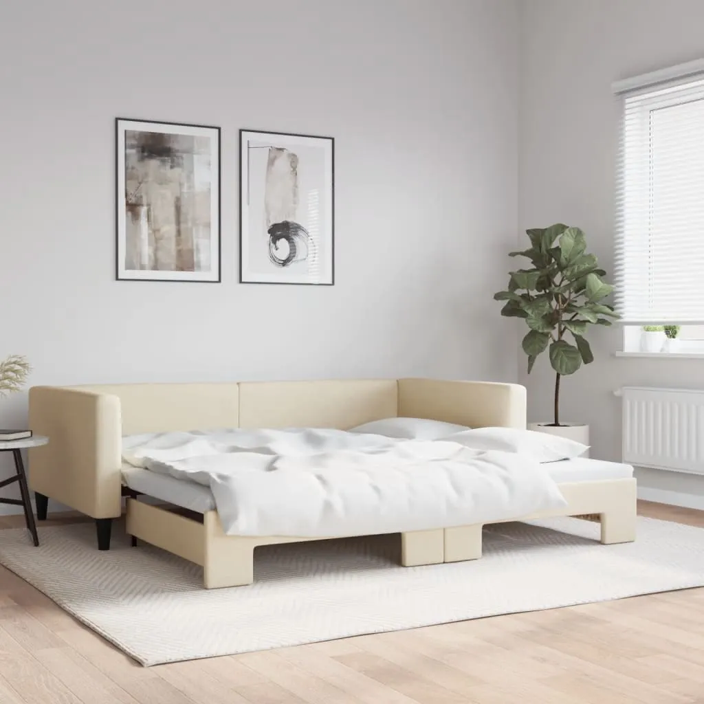 vidaXL Divano Letto con Letto Estraibile Crema 100x200 cm in Tessuto